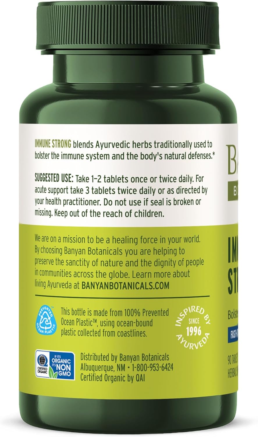 Organic Immune Strong Supplement with Turmeric & Tulsi - Ayurvedic Formula for Natural Defense - 90 Tablets - Vegan & Non-GMO