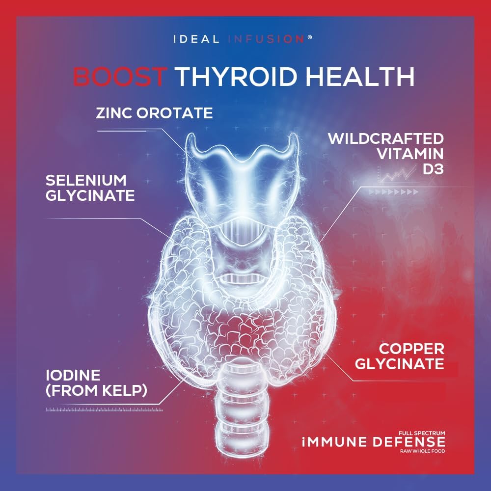 Organic Immune Support Supplement with Vitamin C, D3, K2, Zinc, and Elderberry - Thyroid and Overall Health Boost - 60 Servings