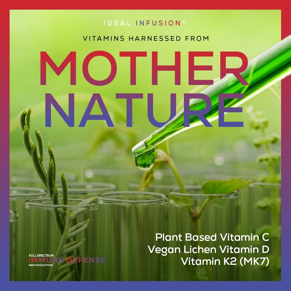 Organic Immune Support Supplement with Vitamin C, D3, K2, Zinc, and Elderberry - Thyroid and Overall Health Boost - 60 Servings