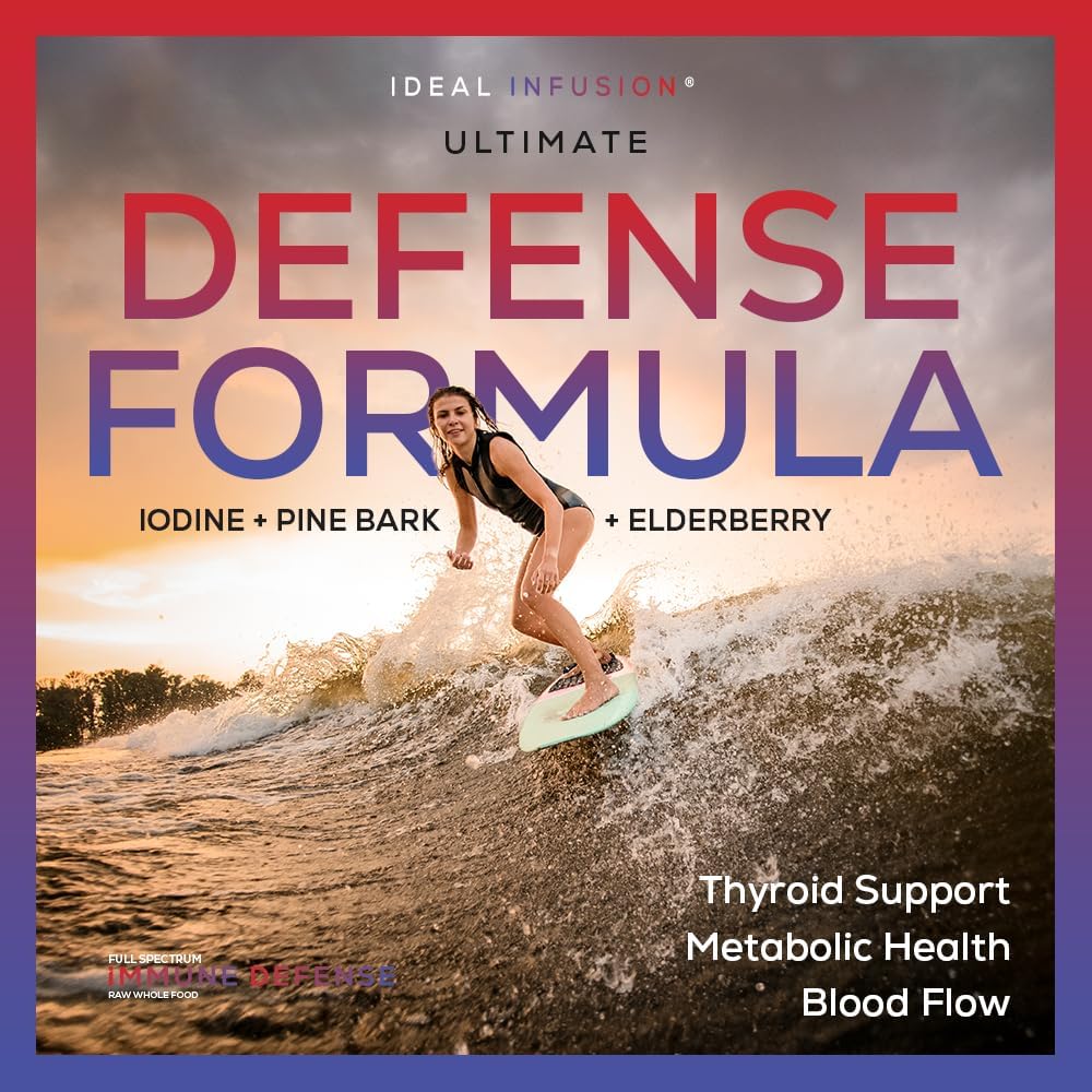 Organic Immune Support Supplement with Vitamin C, D3, K2, Zinc, and Elderberry - Thyroid and Overall Health Boost - 60 Servings