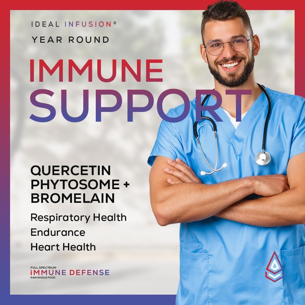 Organic Immune Support Supplement with Vitamin C, D3, K2, Zinc, and Elderberry - Thyroid and Overall Health Boost - 60 Servings