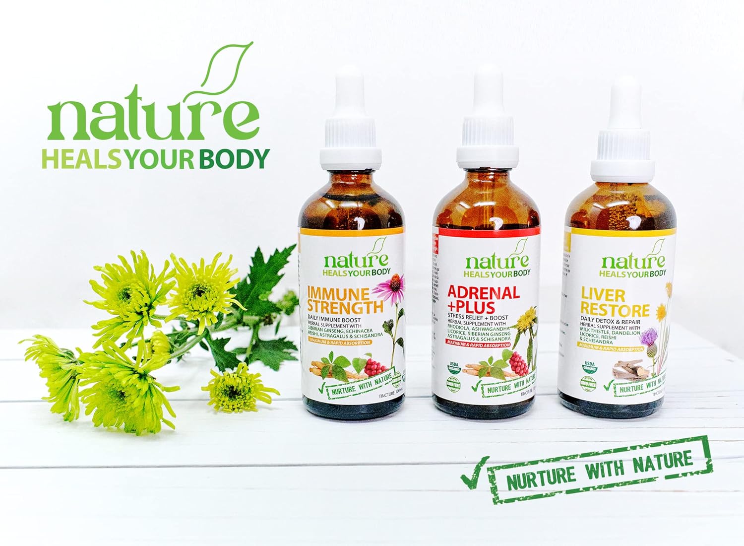 Organic Immune Support Tincture with Siberian Ginseng, Echinacea, Reishi, Astragalus, and Schisandra - Daily Natural Booster (50 mL)