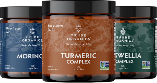 Organic Immunity Support Trio: Turmeric, Boswellia, Moringa - Revitalize Liver, Digestive System - Detox & Wellness Boost