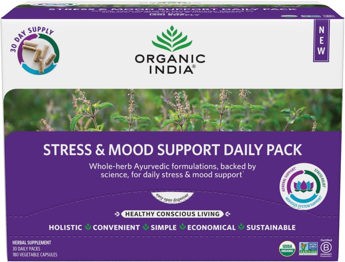 Organic India Stress & Mood Support Daily Packs - 6 CT Organic Supplements