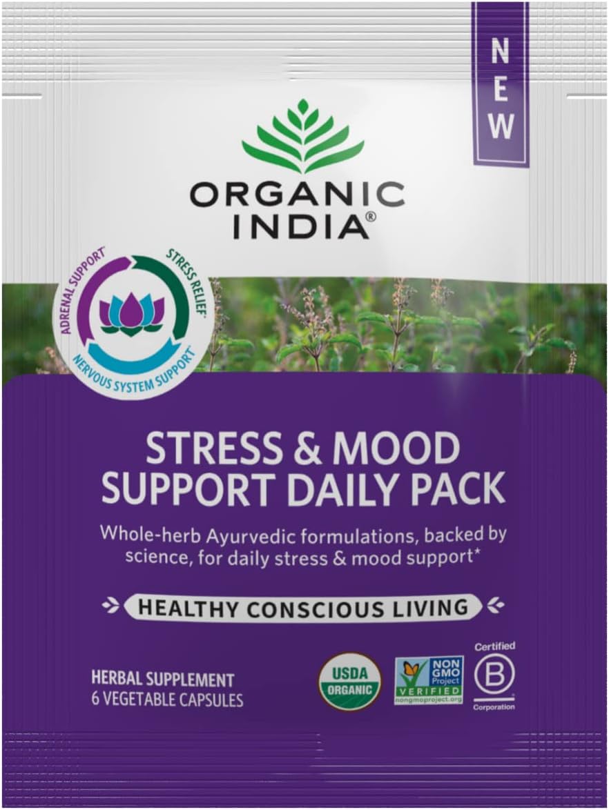 Organic India Stress & Mood Support Daily Packs - 6 CT Organic Supplements