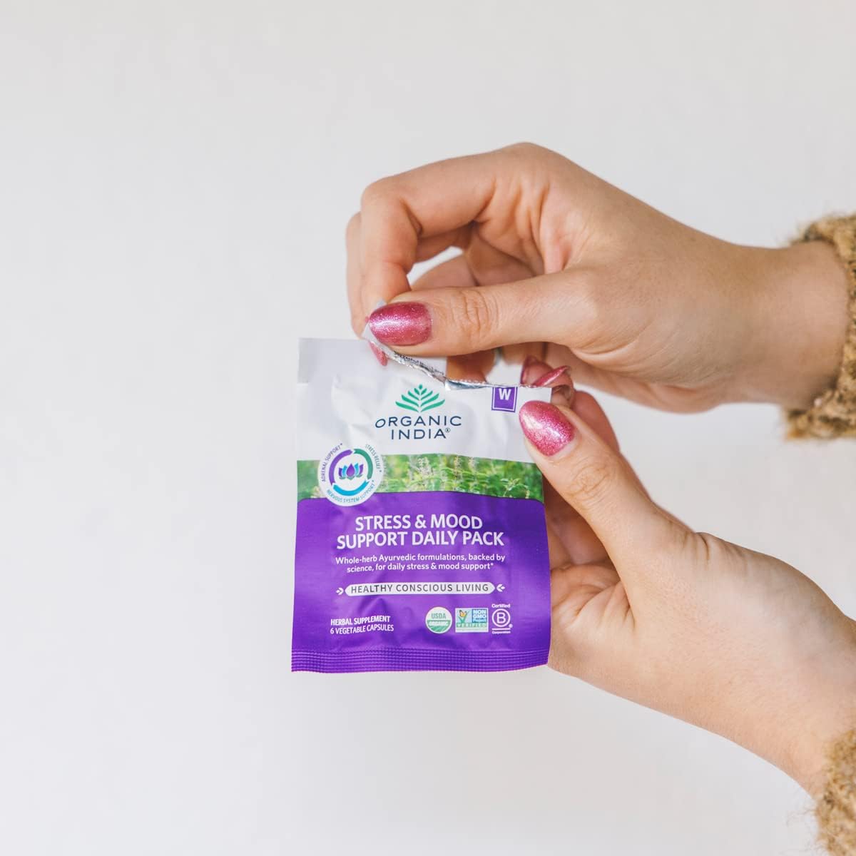 Organic India Stress & Mood Support Daily Packs - 6 CT Organic Supplements