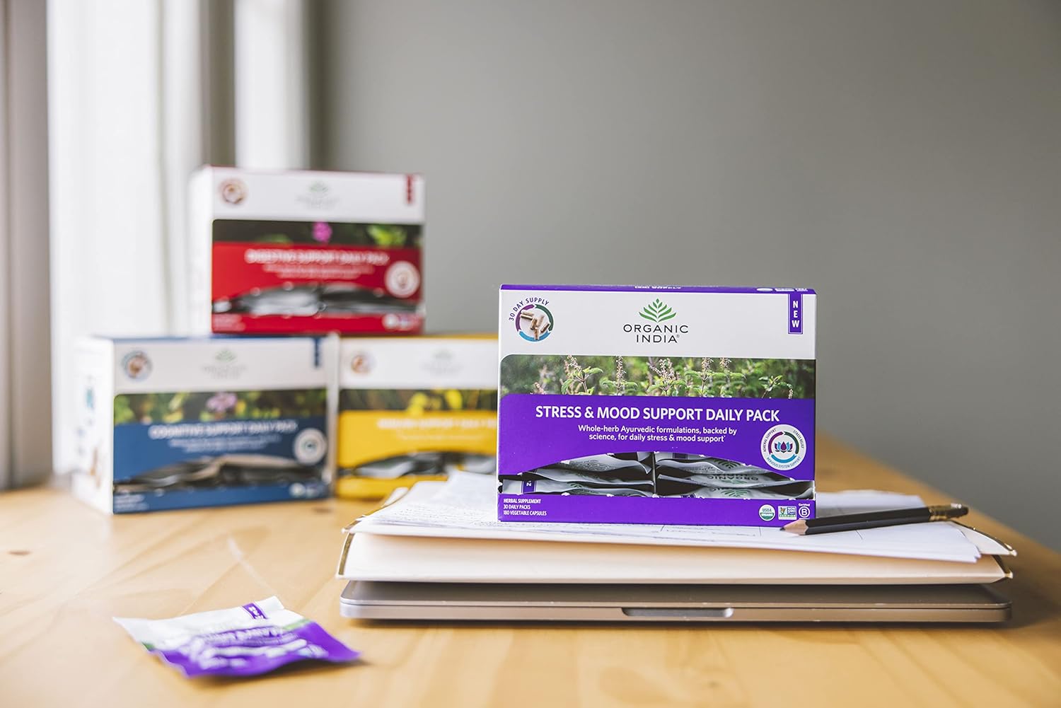 Organic India Stress & Mood Support Daily Packs - 6 CT Organic Supplements