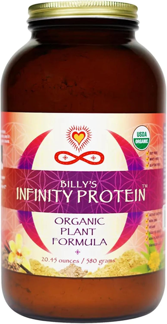 Organic Infinity Greens Plant Based Protein Powder with Enzymes & Prickly Pear Nopal Cactus - Vegan, Sugar Free, Non GMO (580g)