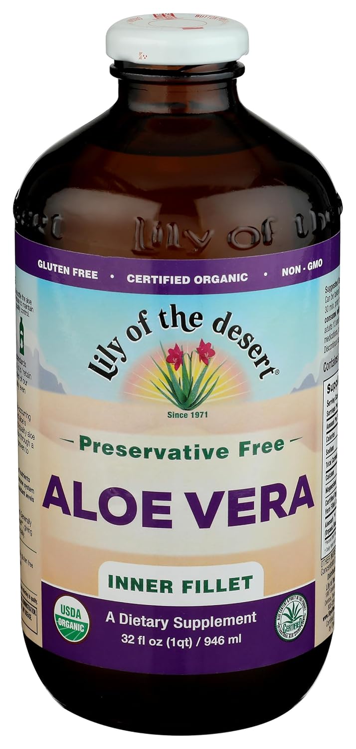Organic Inner Fillet Aloe Vera Juice - Natural Vitamins, Digestive Enzymes, Gut Health, Stomach Relief & Glowing Skin - 32 Fl Oz - BoostGo Australia