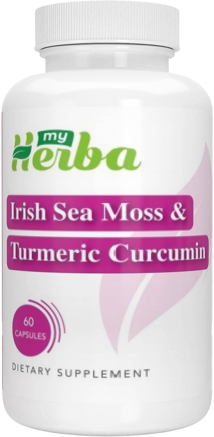 Organic Irish Sea Moss and Turmeric Curcumin Capsules - 90 Pills of Superfood Supplement with Raw Extracts
