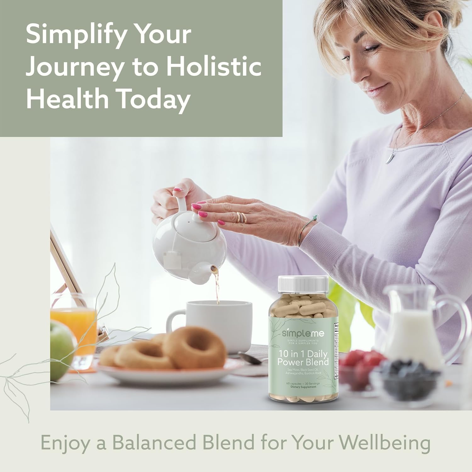 Organic Irish Sea Moss Capsules with Bladderwrack, Burdock Root, Ashwagandha, and Black Seed - Immunity Booster Supplement for Men and Women - Vegan, 60 Capsules