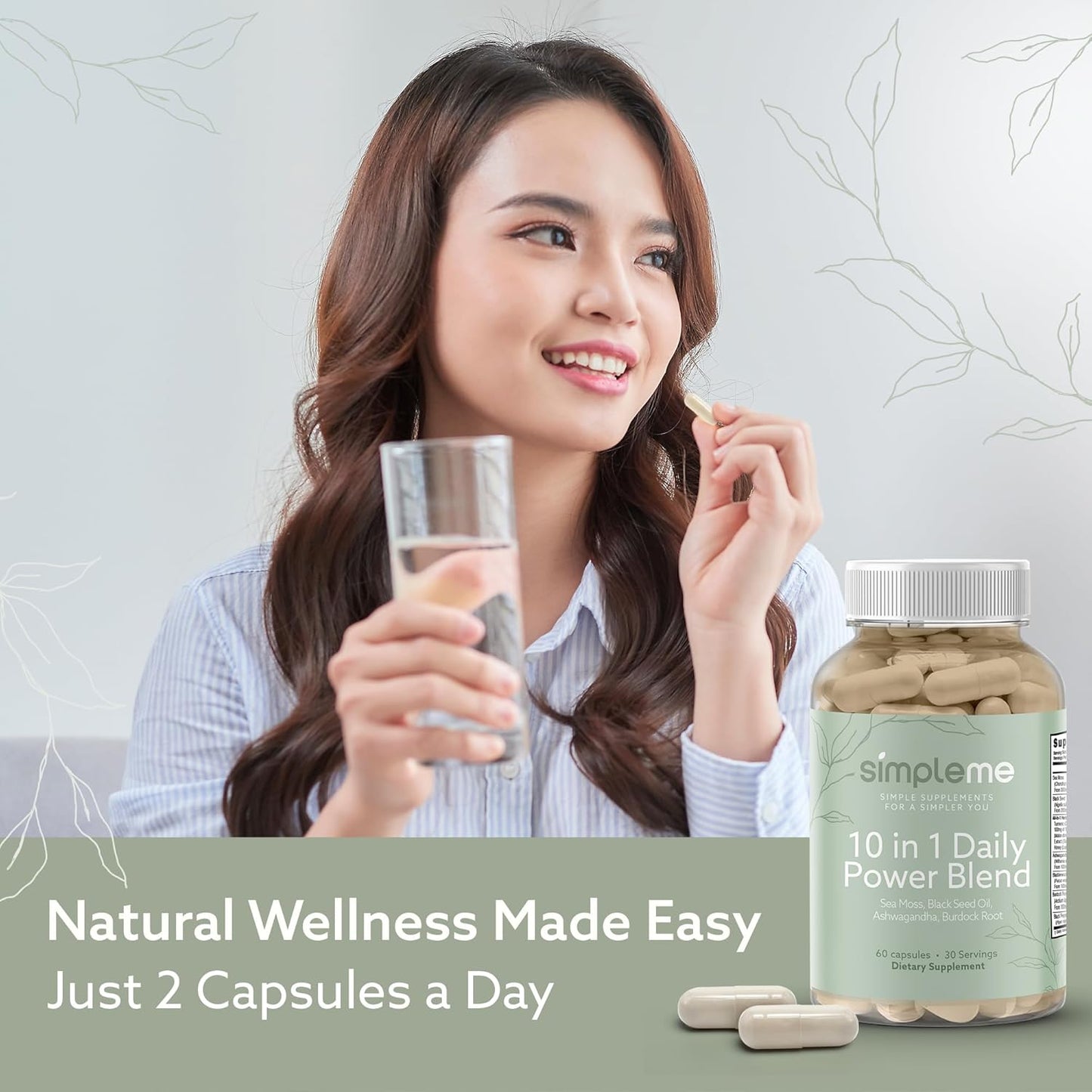 Organic Irish Sea Moss Capsules with Bladderwrack, Burdock Root, Ashwagandha, and Black Seed - Immunity Booster Supplement for Men and Women - Vegan, 60 Capsules