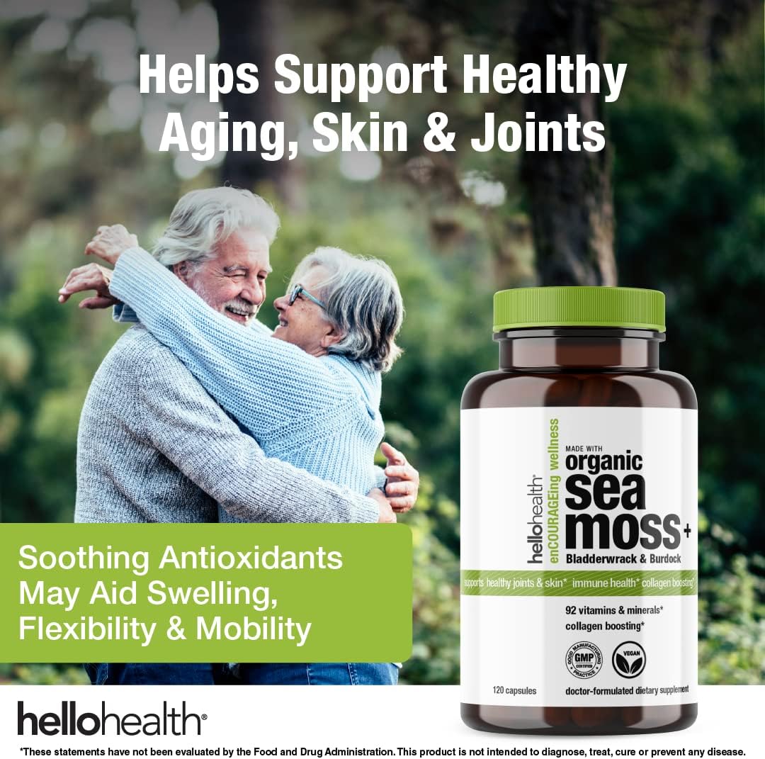 Organic Irish Sea Moss Capsules with Burdock Root & Bladderwrack for Immune Support - 120 Capsules