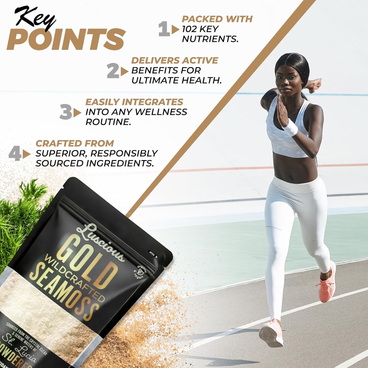 Organic Irish Sea Moss Powder Gold 3 Oz - Premium St. Lucia Sea Moss for Gut Health & Immune Support - Vegan & Gluten-Free Superfood Powder by Luscious Spice Emporium