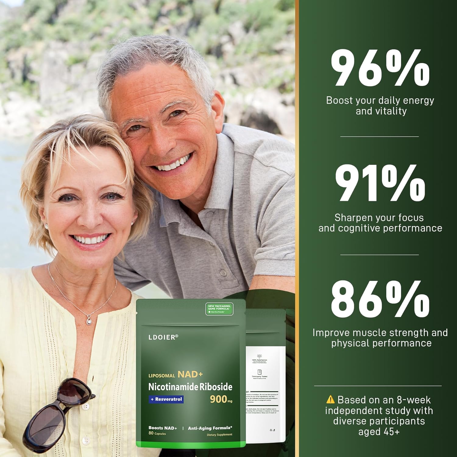 Organic IRMNAN NAD+ Supplement 900mg with Nicotinamide Riboside for Cellular Repair and Brain Health - 80 Capsules