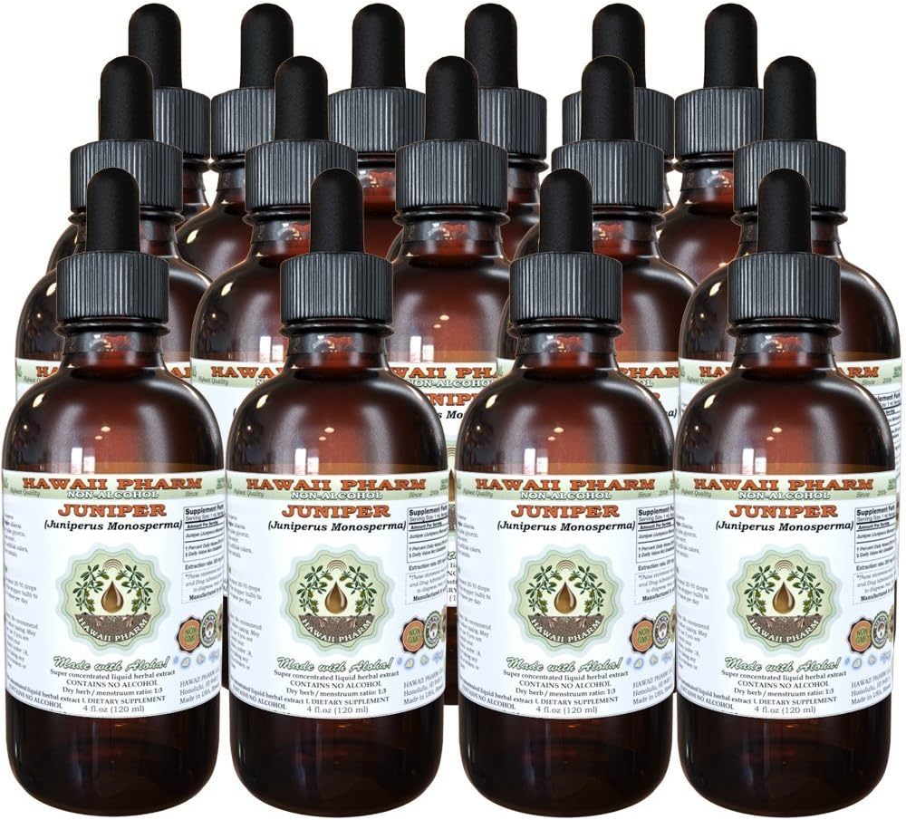 Organic Juniper Alcohol-Free Liquid Extract Glycerite - 60 oz Hawaii Pharm Herbal Supplement