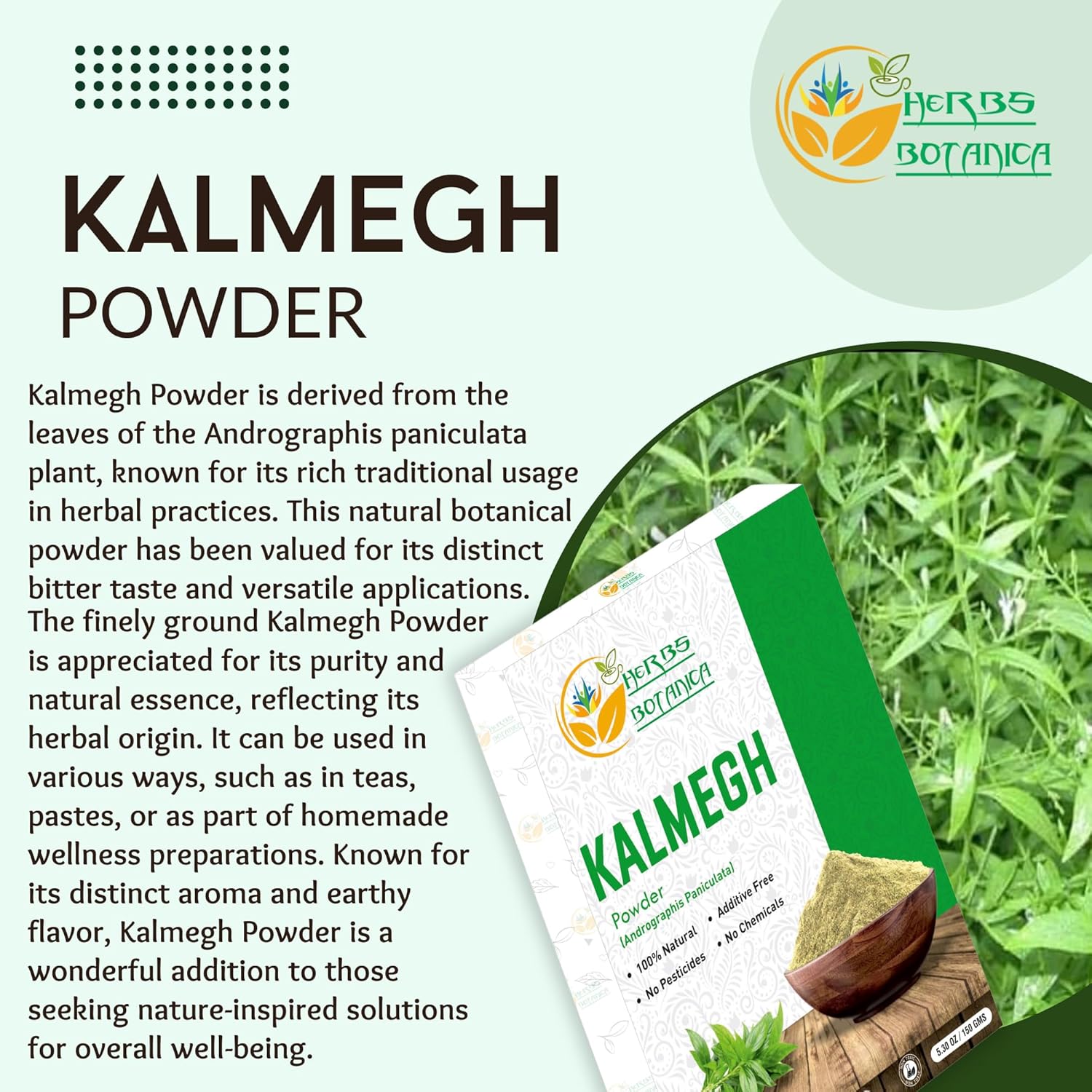 Organic Kalmegh Powder Andrographis Paniculata Green Chiretta 5.3 oz | Immune & Liver Health Support | Respiratory & Detox Benefits | Non-GMO Herb