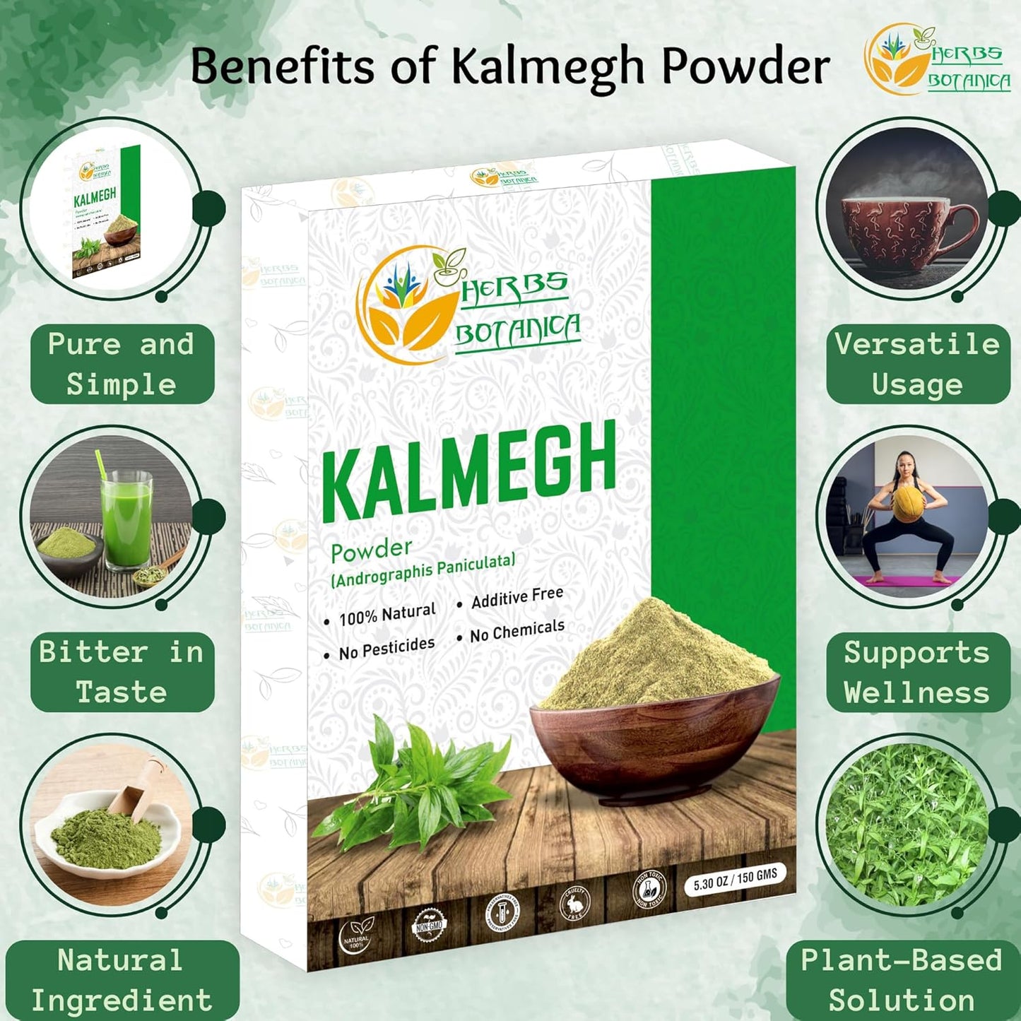 Organic Kalmegh Powder Andrographis Paniculata Green Chiretta 5.3 oz | Immune & Liver Health Support | Respiratory & Detox Benefits | Non-GMO Herb