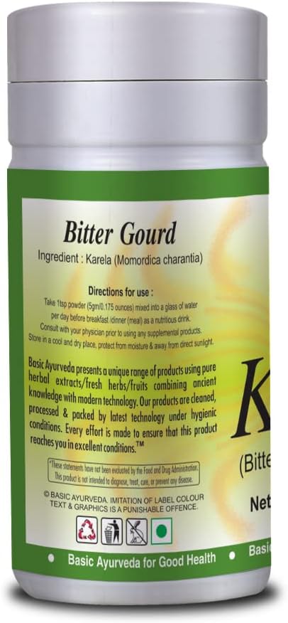 Organic Karela Powder for Healthy Digestion | Bitter Gourd Fruit Extract | 3.53 Oz (100g) | Ayurvedic Herbal Supplement