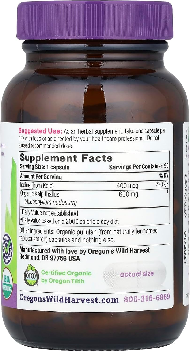 Organic Kelp Capsules from Oregon's Wild Harvest - 90 Vegan Capsules