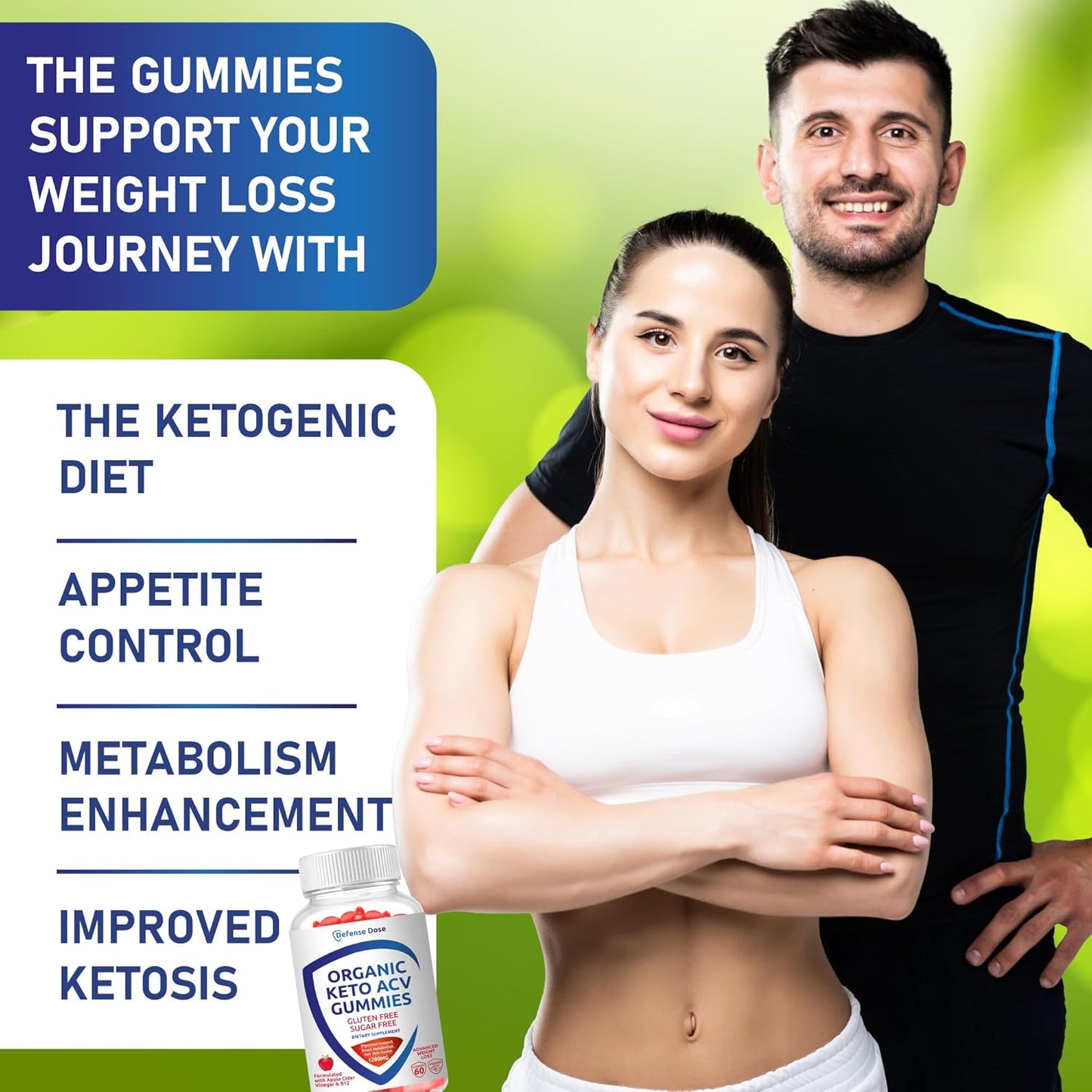 Organic Keto ACV Gummies - Gluten & Sugar Free Apple Cider Vinegar Supplement (1200MG) for Men and Women