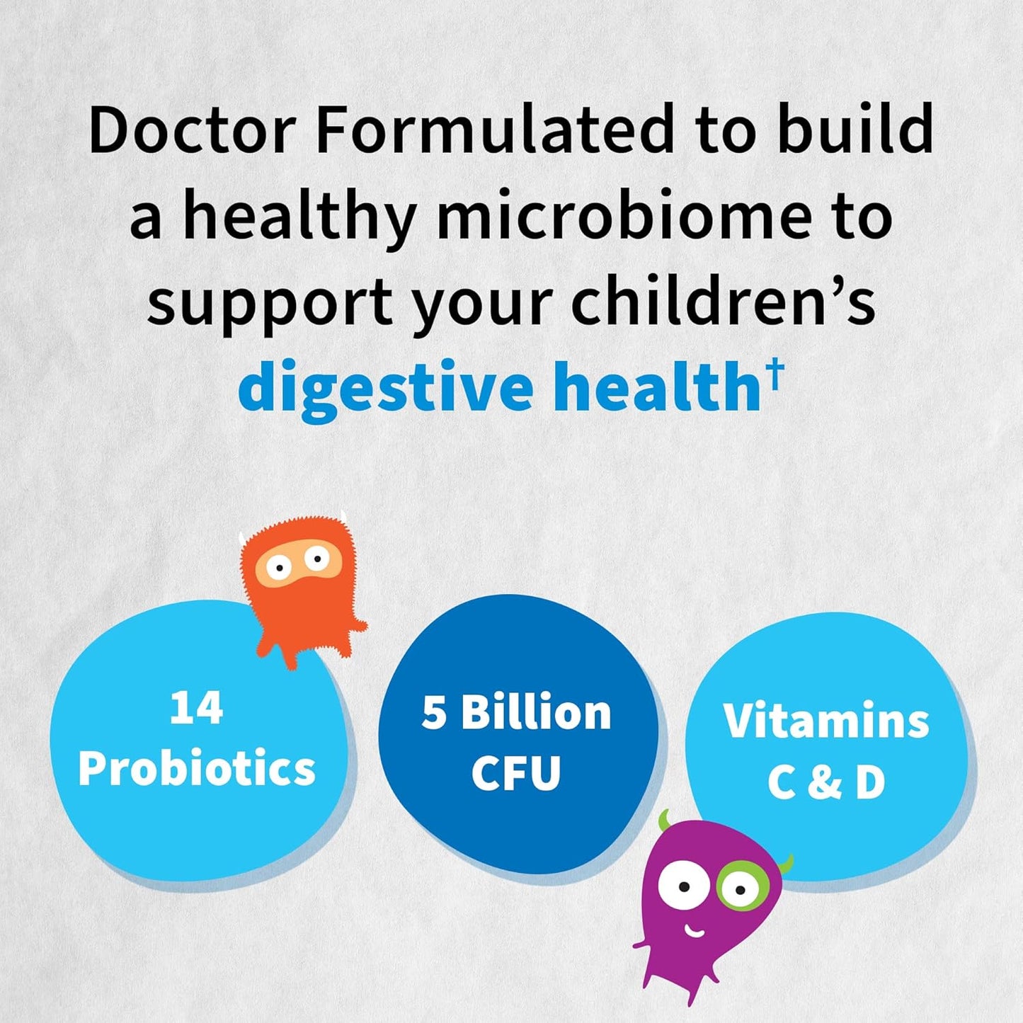 Organic Kids+ Berry Cherry Probiotics for Kids - 5 Billion CFU Chewables with Vitamin C and D - Dairy Free Immune Digestive Health - 30 Count
