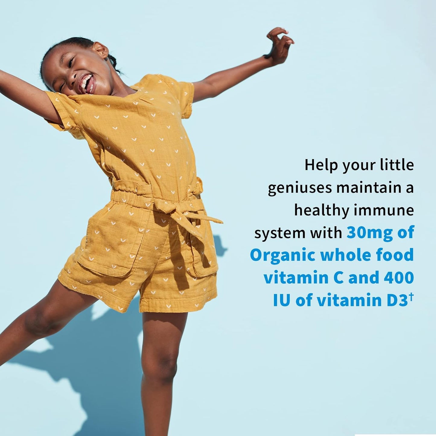 Organic Kids+ Berry Cherry Probiotics for Kids - 5 Billion CFU Chewables with Vitamin C and D - Dairy Free Immune Digestive Health - 30 Count