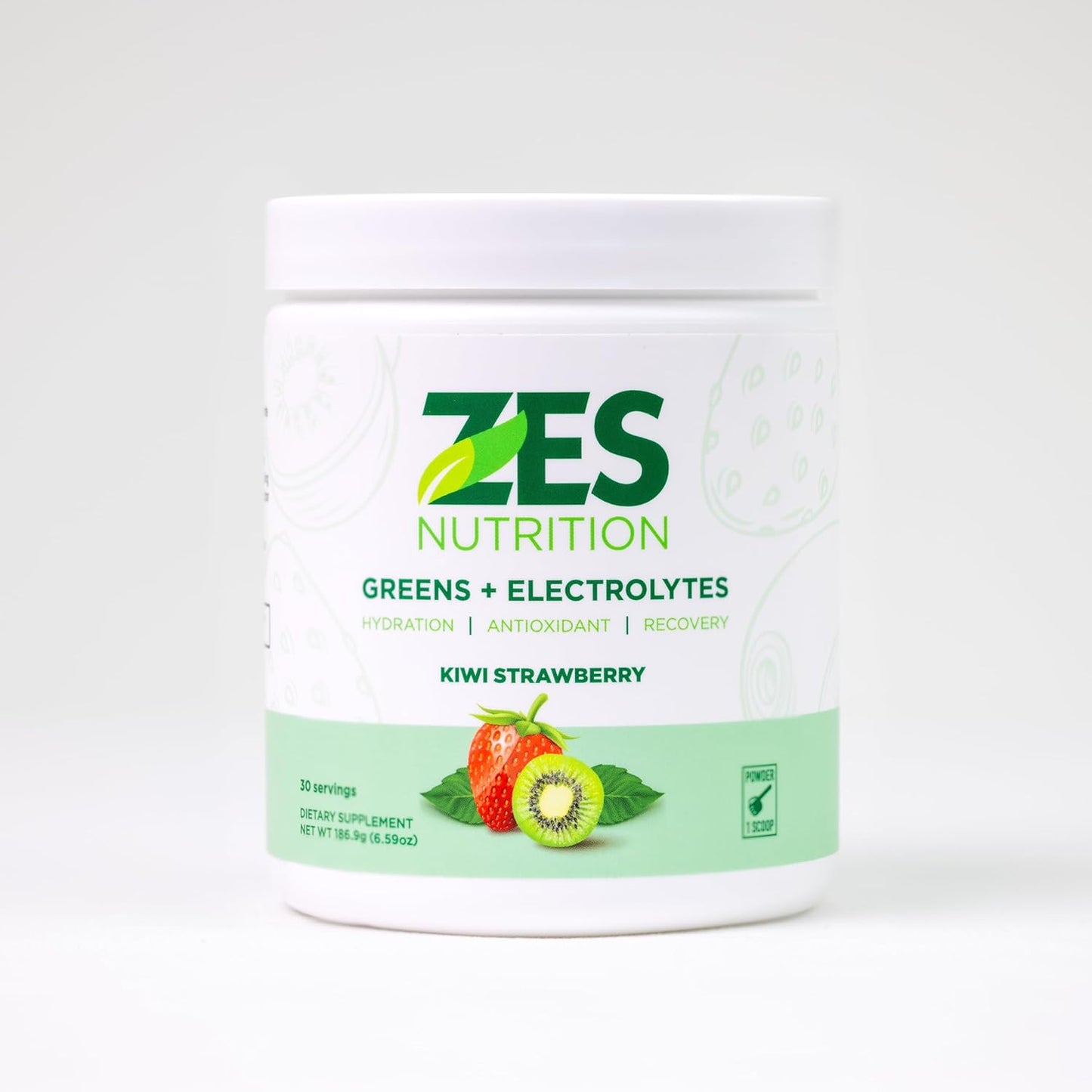 Organic Kiwi Strawberry Greens + Electrolytes Powder Supplement for Daily Green Boost and Recovery - Vegan, Non-GMO Smoothie Mix