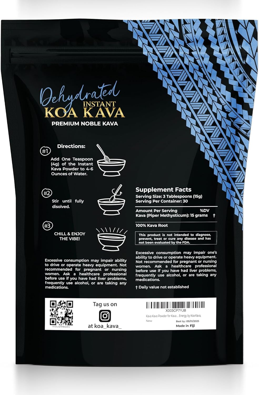 Organic Koa Kava Dehydrated Instant Green Fijian Kava Root Powder - 2 oz (56g)
