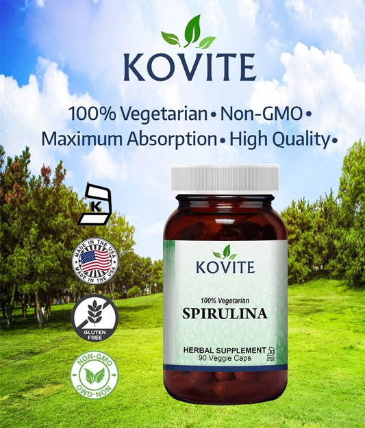 Organic Kosher Vegan Spirulina Capsules - 90 Vegetable Capsules with 450mg Powder