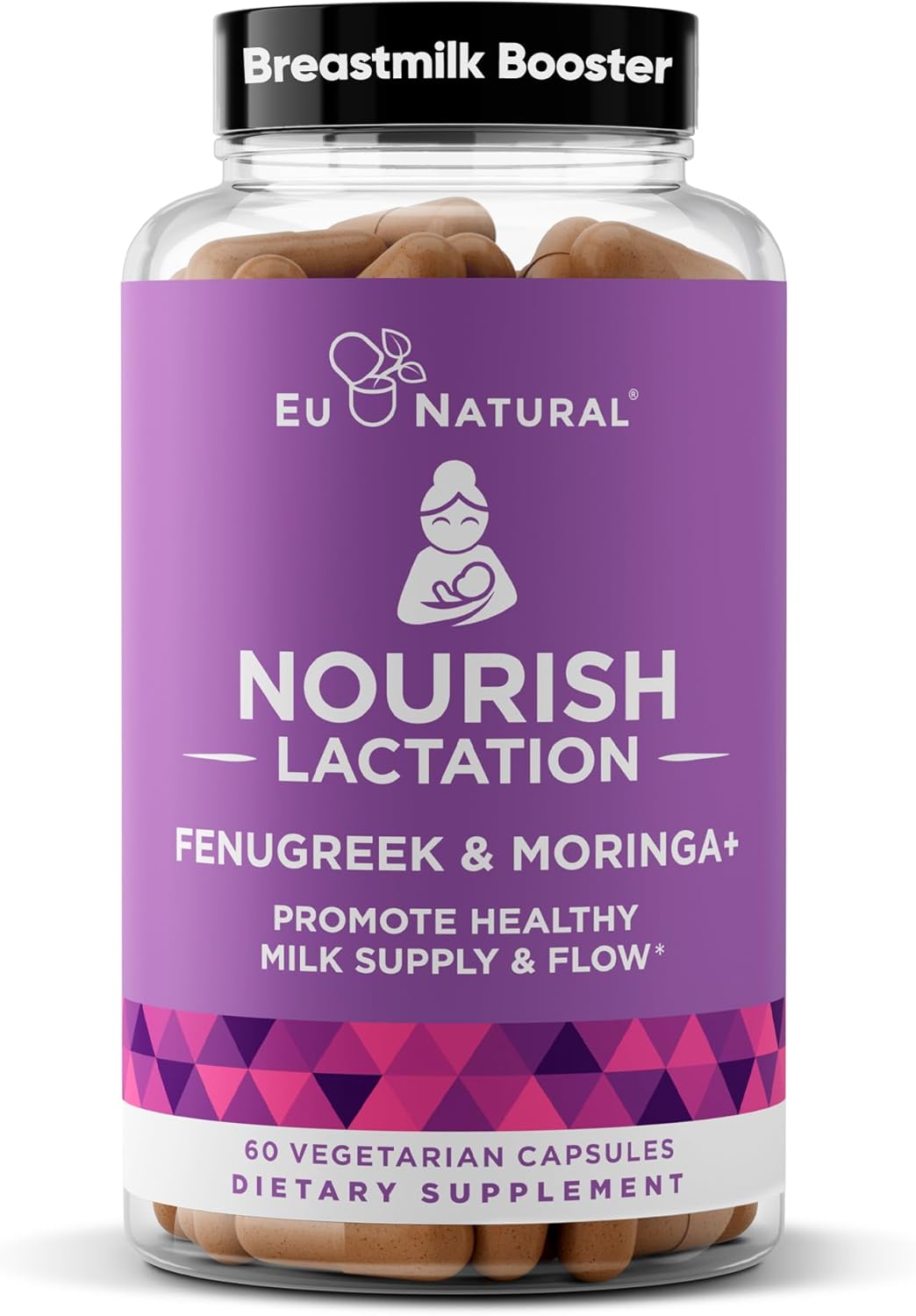 Organic Lactation Supplement for Postpartum Support - Fenugreek Capsules for Healthy Milk Flow & Production - With Goat's Rue, Milk Thistle, Fennel Seed, & Moringa - 60 Vegan Soft Capsules