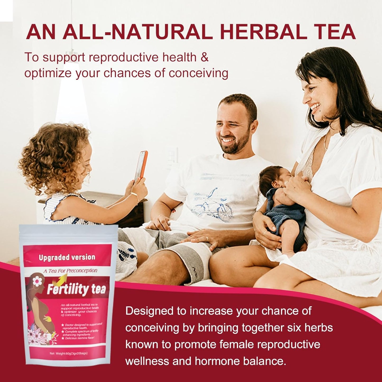 Organic Laicuherb Fertility Tea for Women, 20 Tea Bags - Hormone Balance & Menstrual Cycle Support for Conception & Reproductive Health - Spearmint Tea for Fast Pregnancy