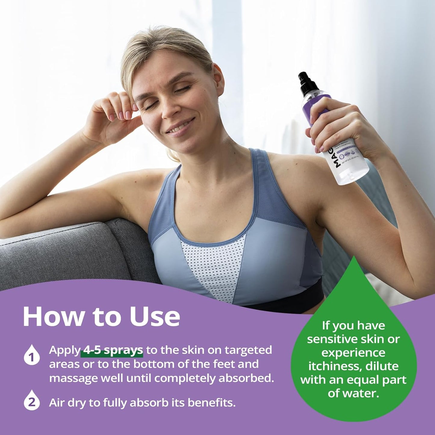 Organic Lavender Magnesium Oil Spray - 8 fl oz Topical Chloride for Feet, Natural Ancient Zechstein Mineral Spray - BoostGo Australia