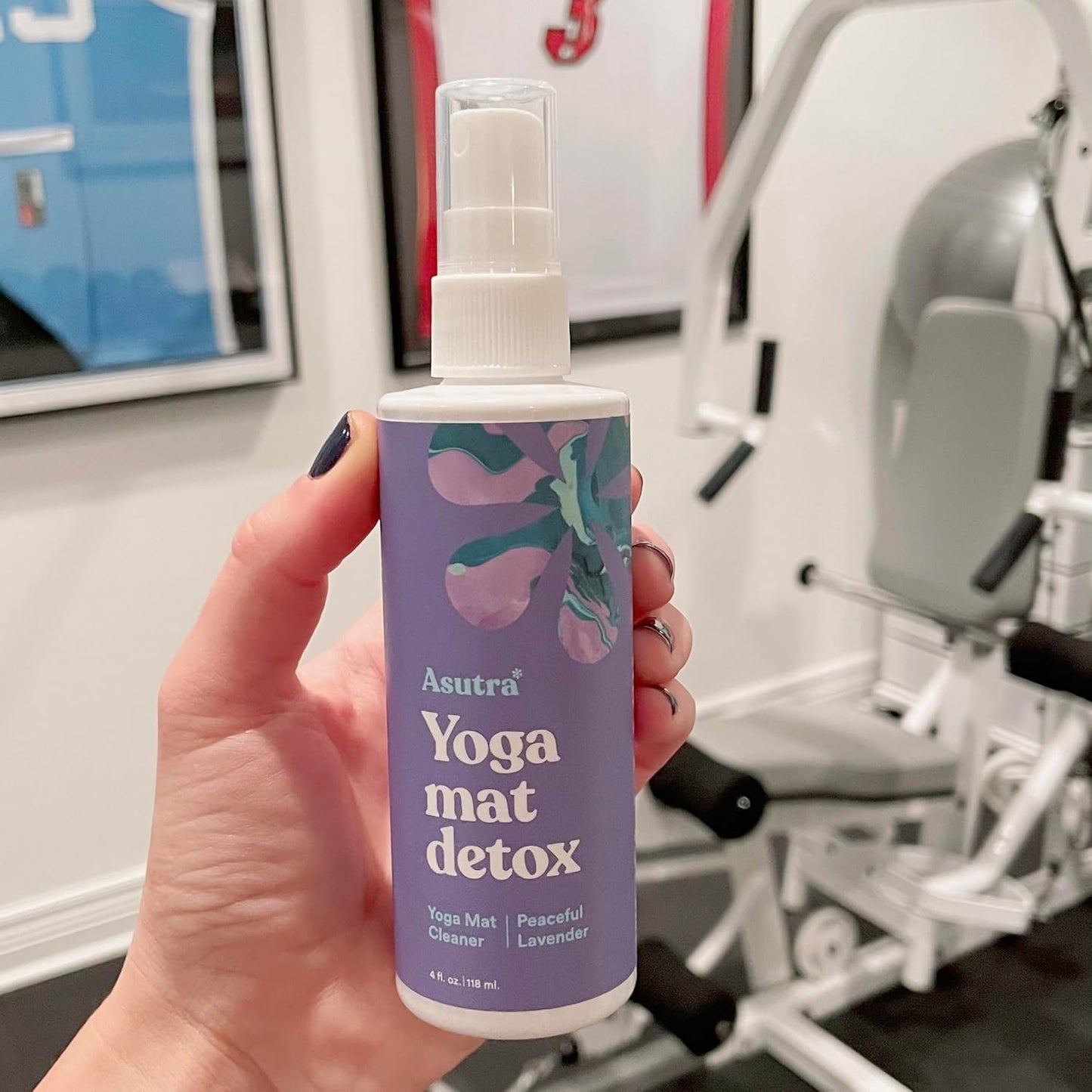 Organic Lavender Yoga Mat Cleaner Spray with Microfiber Towel - 4 fl oz, Deep-Cleansing for Fitness Gear, No Residue