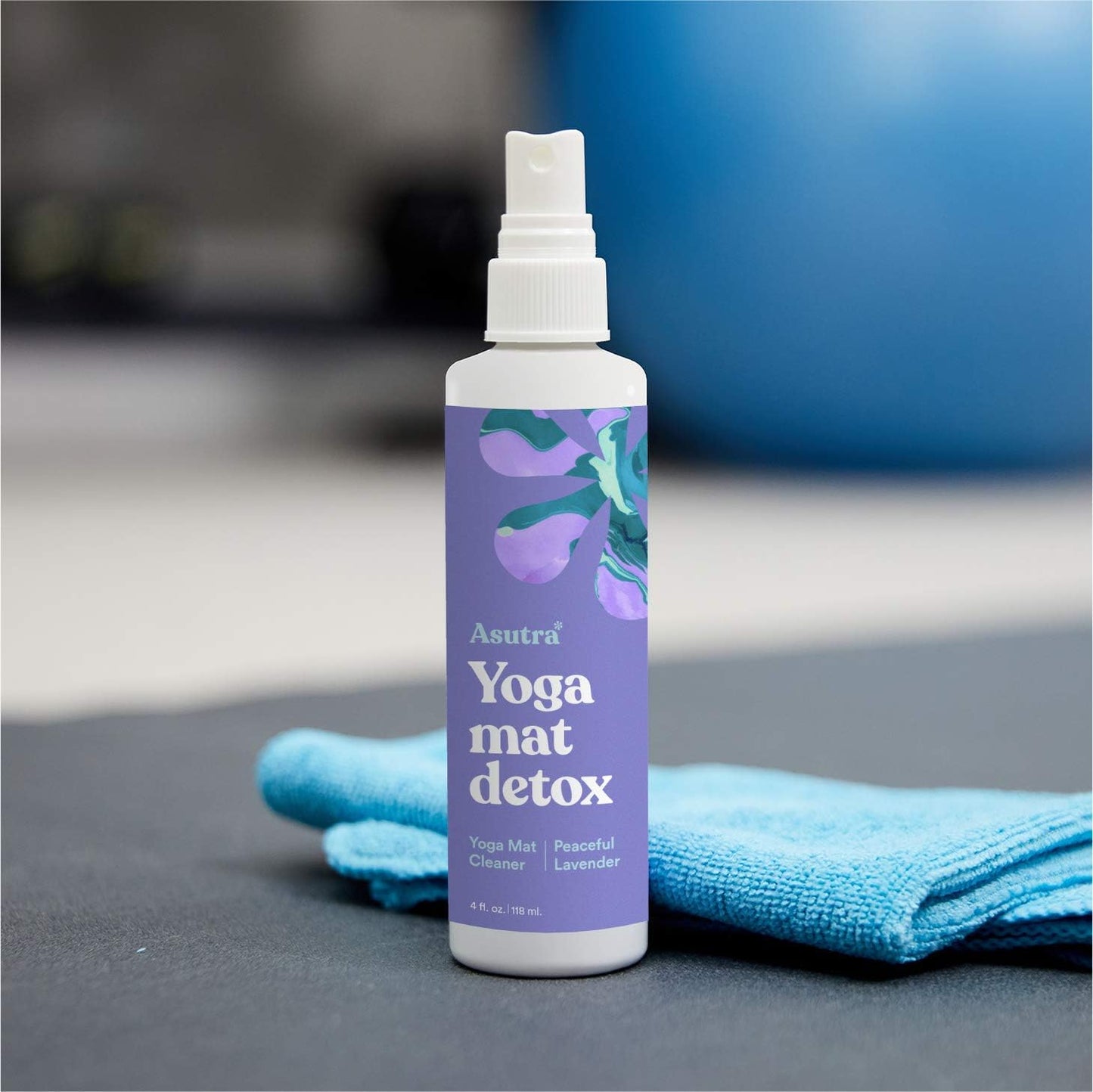 Organic Lavender Yoga Mat Cleaner Spray with Microfiber Towel - 4 fl oz, Deep-Cleansing for Fitness Gear, No Residue