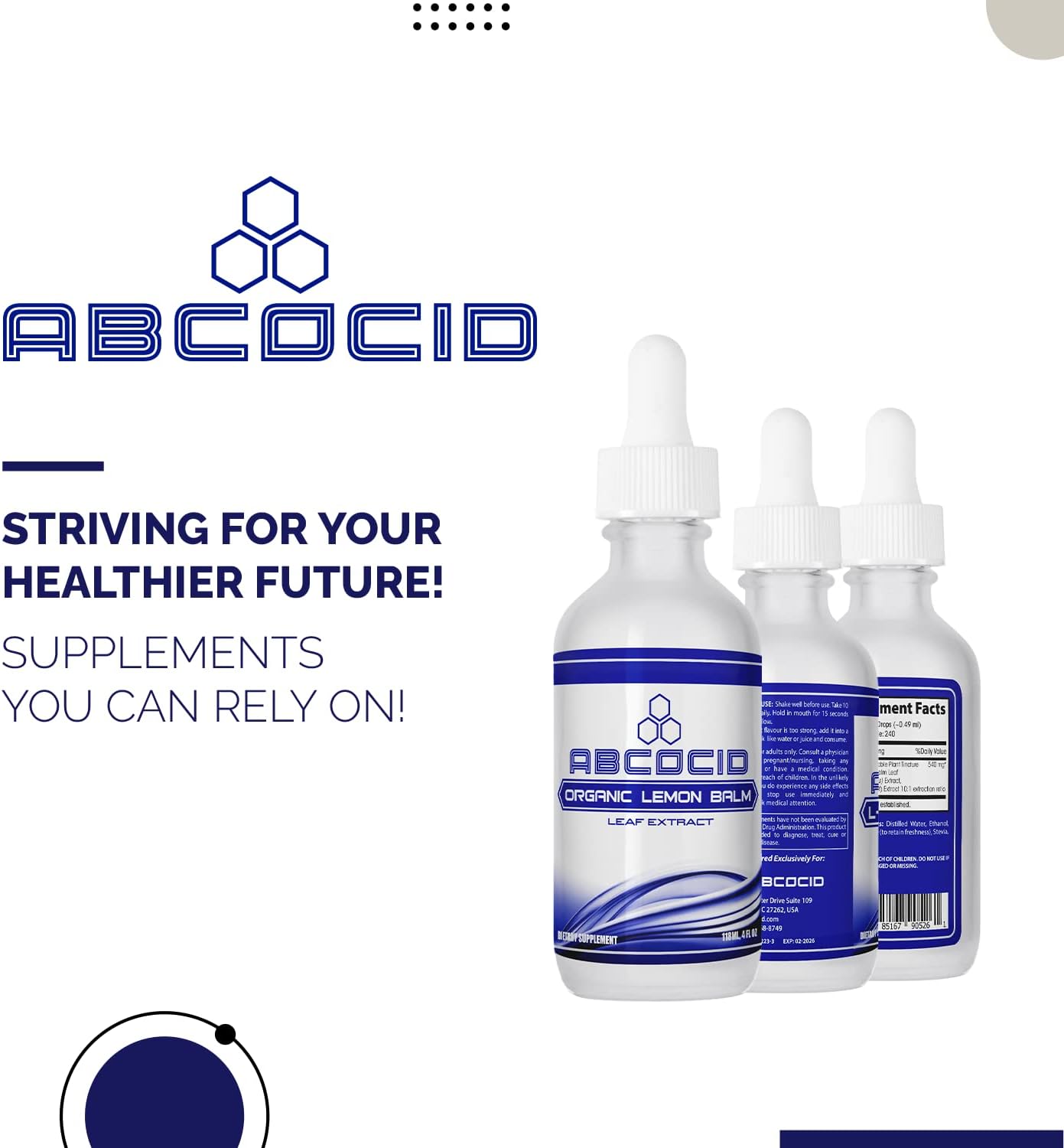 Organic Lemon Balm Liquid Supplement - 540mg, 4oz, 240 Servings - USA Made, Quick Absorption - Quality Potent Ingredients, Non-GMO, GMP Certified, Cruelty-Free - Third-Party Tested