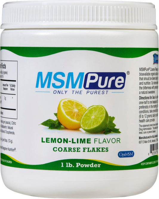 Organic Lemon Lime Flavored MSM Powder Flakes for Joint Flexibility, Skin & Hair Support - 1 lb, USA Made