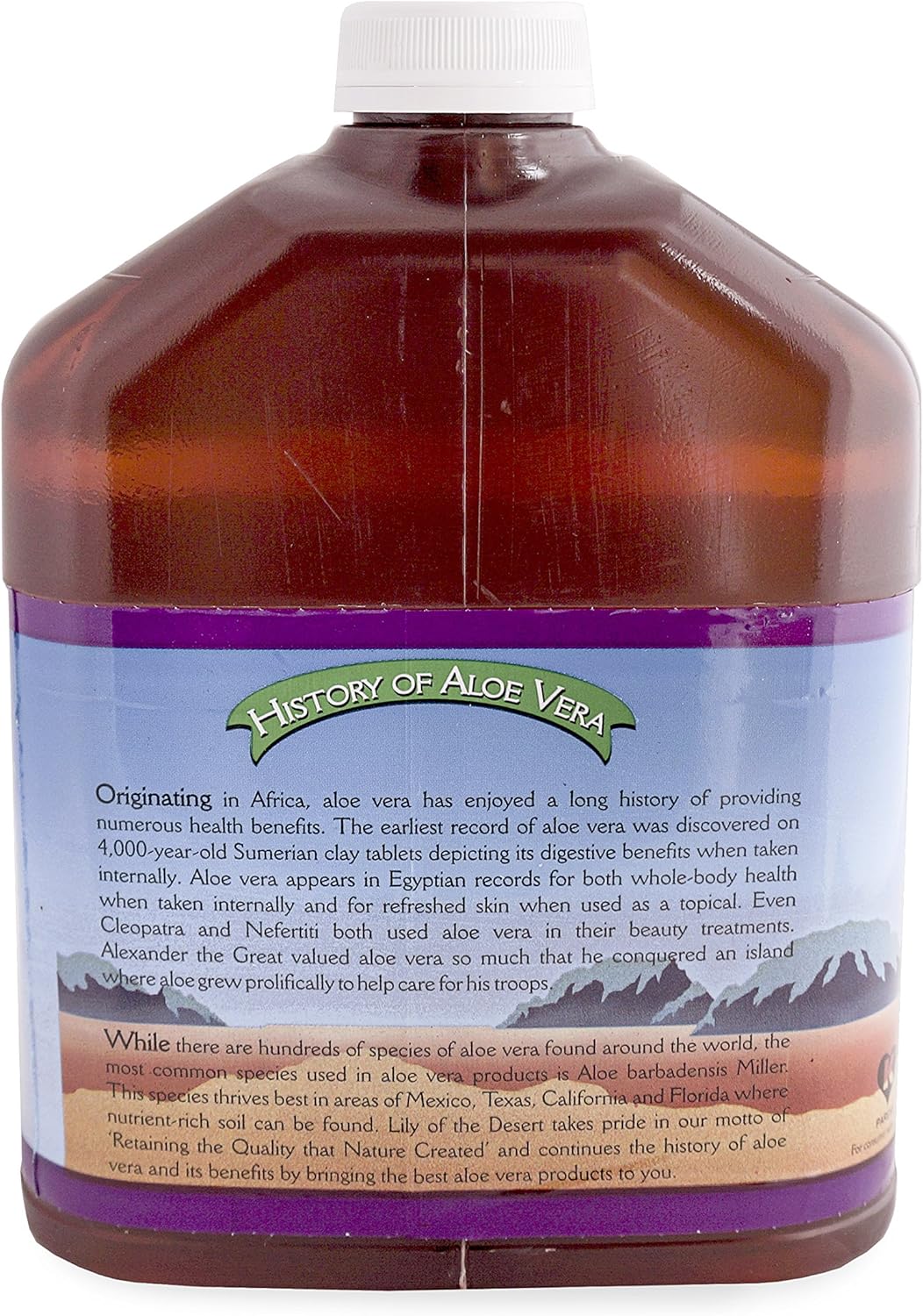 Organic Lily of the Desert Aloe Vera Juice - Preservative-Free Inner Fillet Drink with Digestive Enzymes for Gut Health, Skin Glow - 128 fl oz