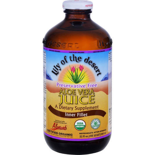 Organic Lily of the Desert Aloe Vera Juice, No Preservatives, 32 oz Bottle