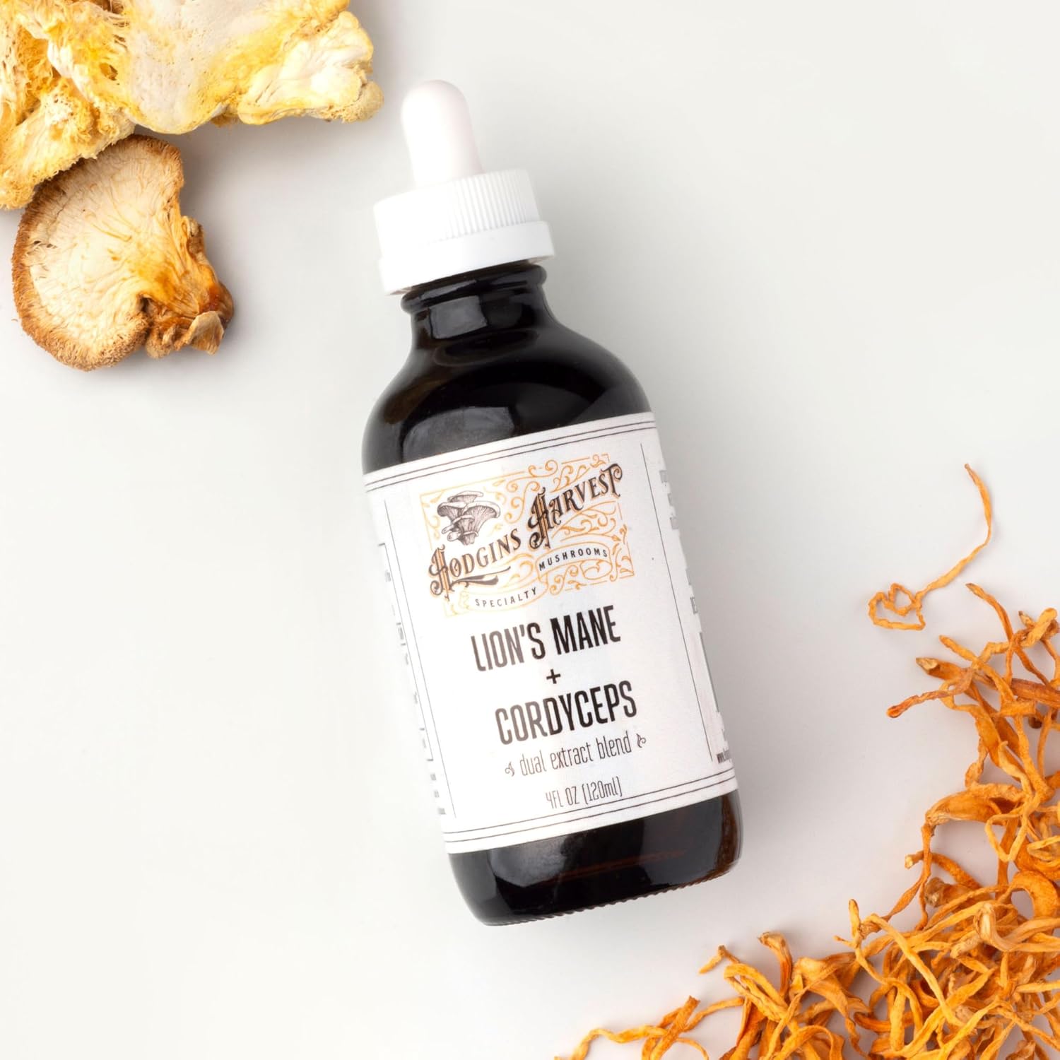 Organic Lion’s Mane and Cordyceps Tincture | Grown on USA Farm | Dual Extract | Extra-Concentrated (4 fl oz)