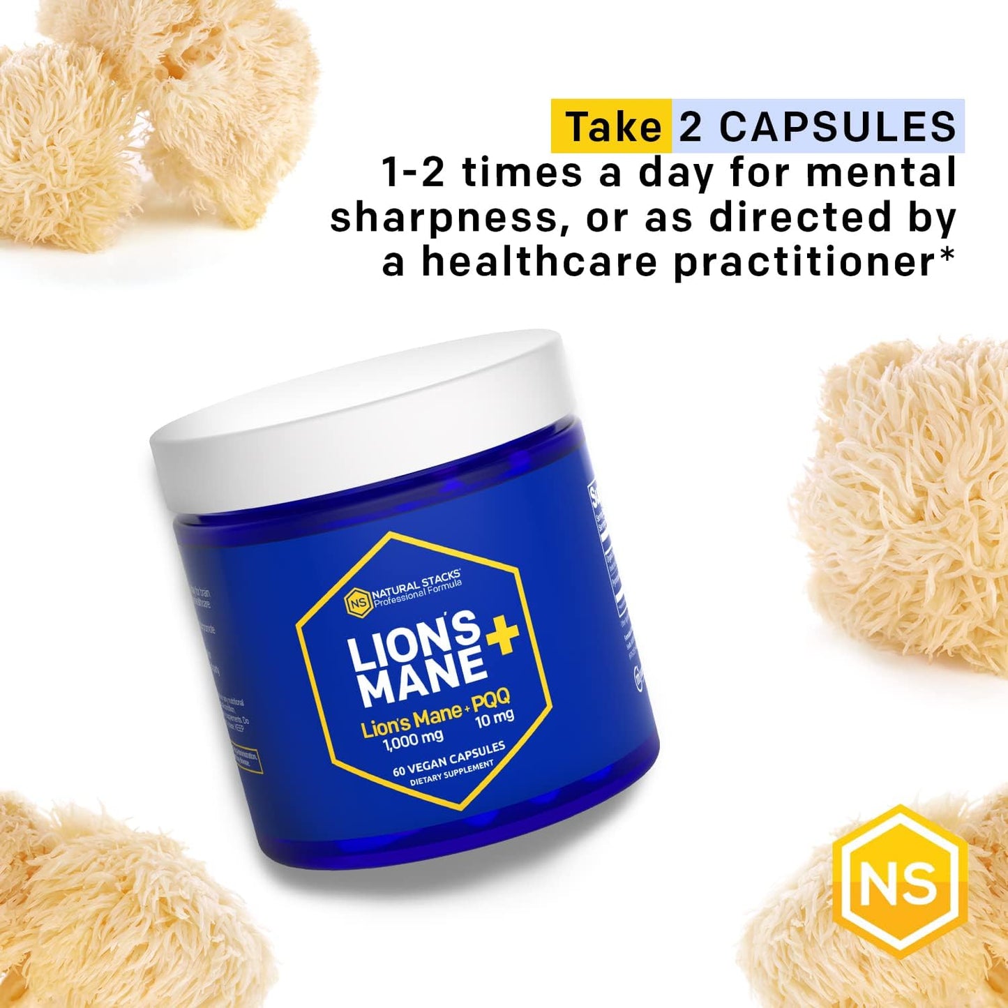Organic Lions Mane and Mushroom NeuroLife Supplement Bundle - Enhances Memory, Energy & Longevity - 120 Capsules