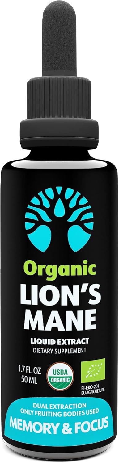 Organic Lion's Mane Extract for Memory and Focus - 50 Servings - Fruiting Bodies Only