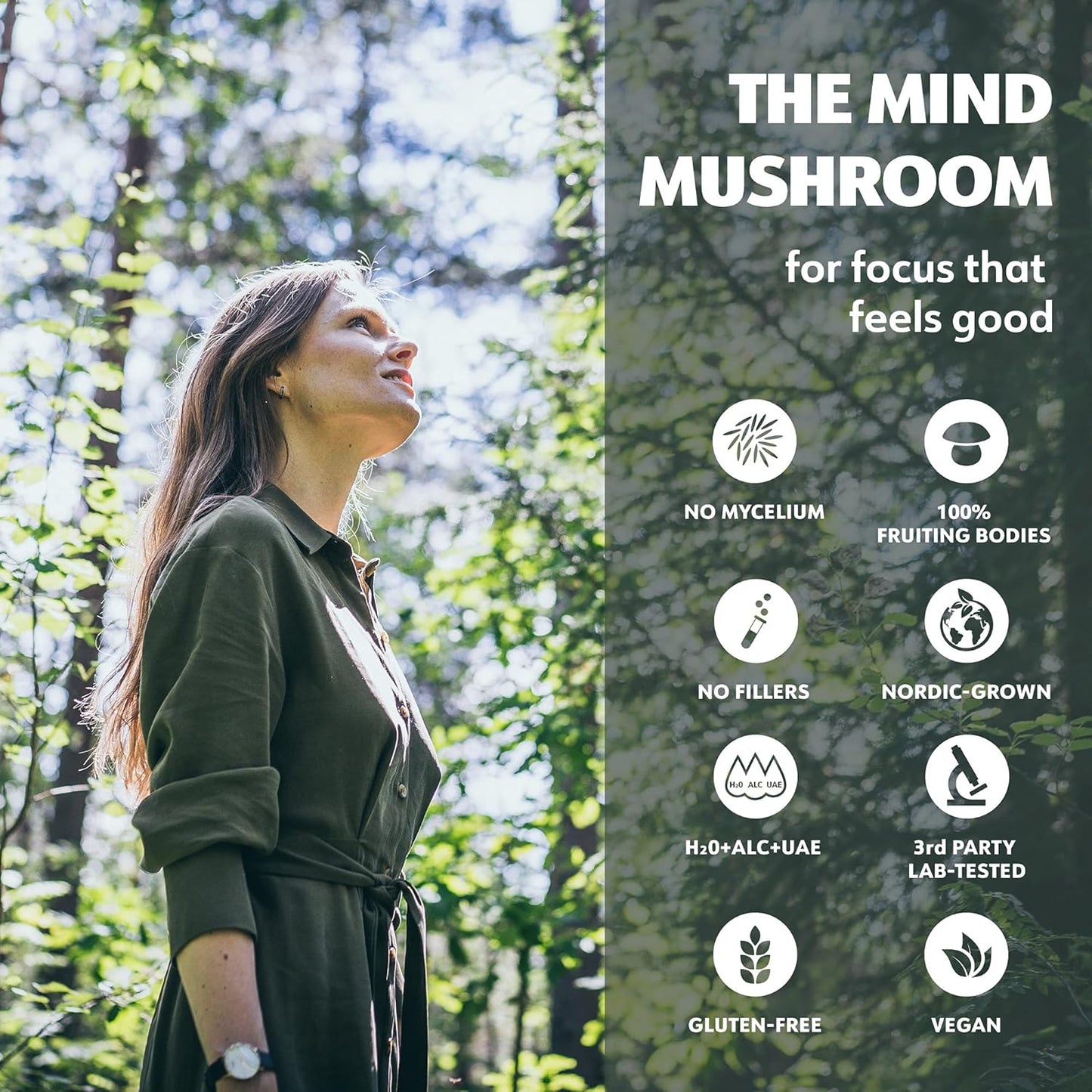 Organic Lion's Mane Extract for Memory and Focus - 50 Servings - Fruiting Bodies Only