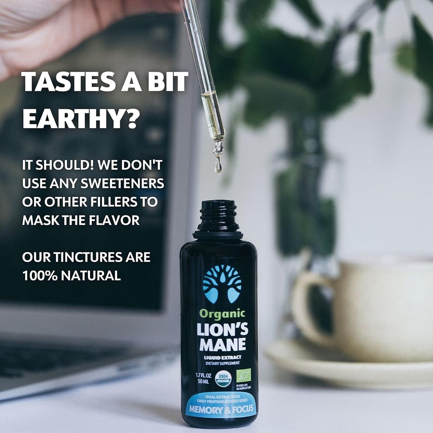 Organic Lion's Mane Extract for Memory and Focus - 50 Servings - Fruiting Bodies Only