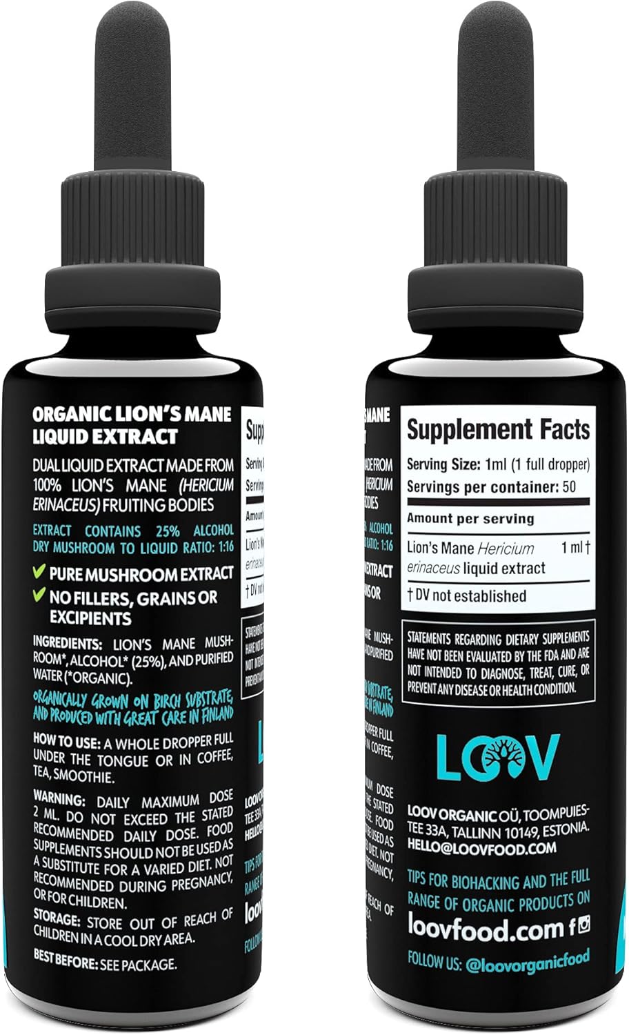 Organic Lion's Mane Extract for Memory and Focus - 50 Servings - Fruiting Bodies Only