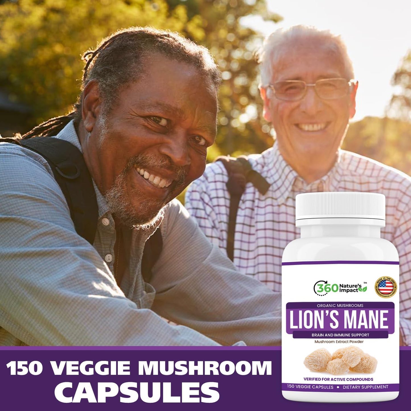 Organic Lions Mane Mushroom Capsules for Brain Health Support - 360 Nature's Impact Supplement with Beta-Glucans & Hypromellose - Cognitive System Boost - BoostGo Australia