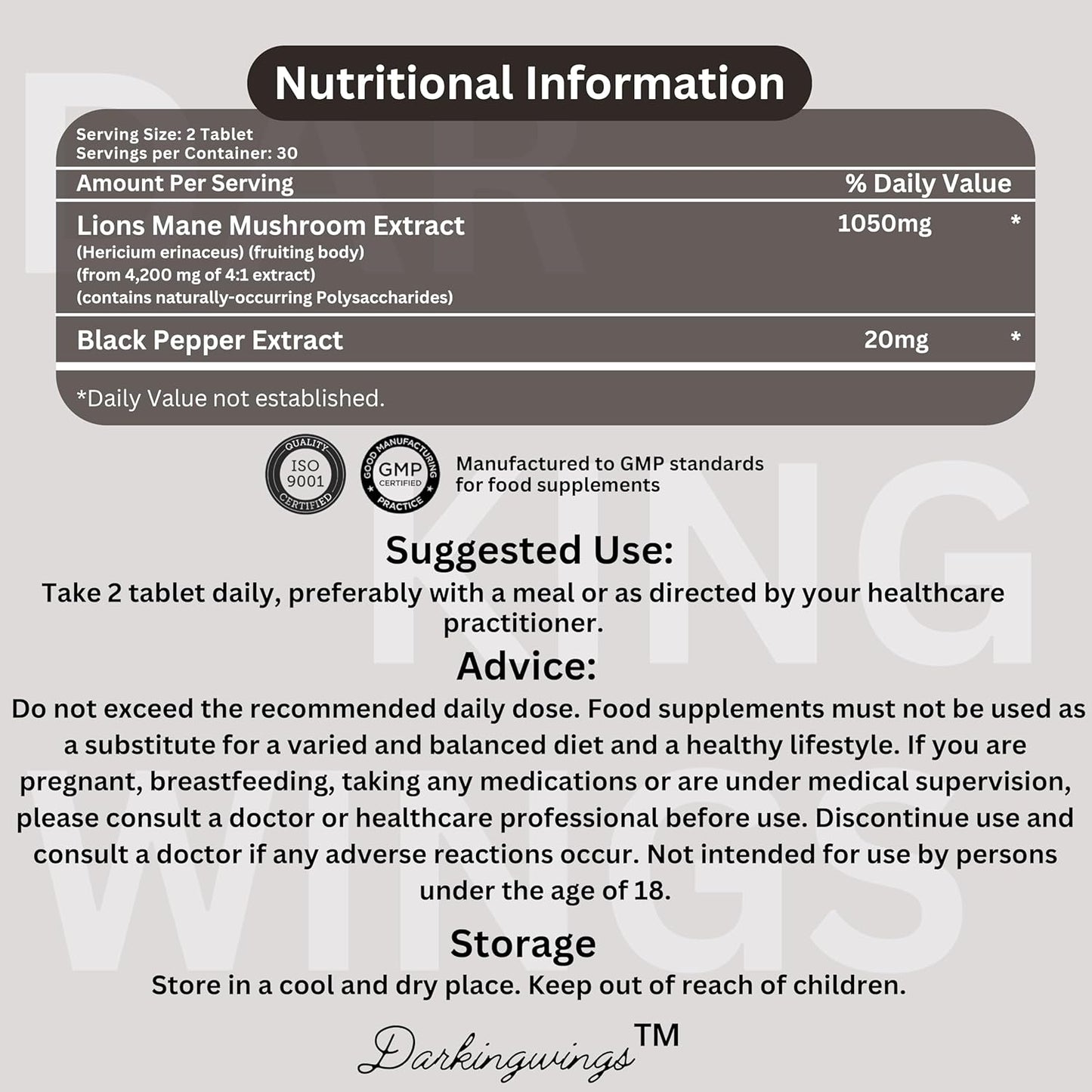 Organic Lions Mane Mushroom Extract Capsules for Cognitive Function, Memory, and Focus - Immune Support Supplement - 60 Veggie Pills