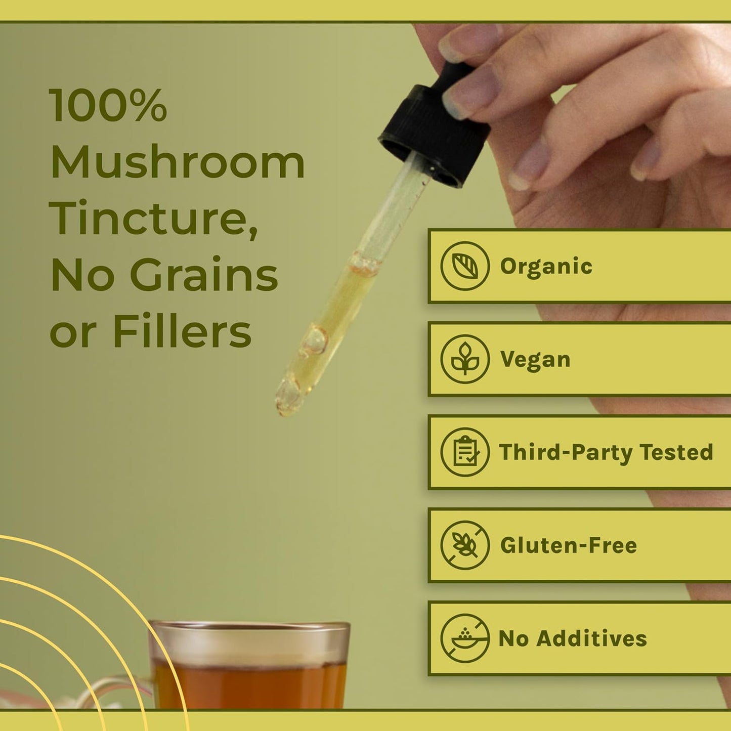 Organic Lion’s Mane Mushroom Liquid Tincture for Focus, Memory & Brain Health - Vegan, Non-GMO Supplement with Fruiting Bodies - 2 Month Supply