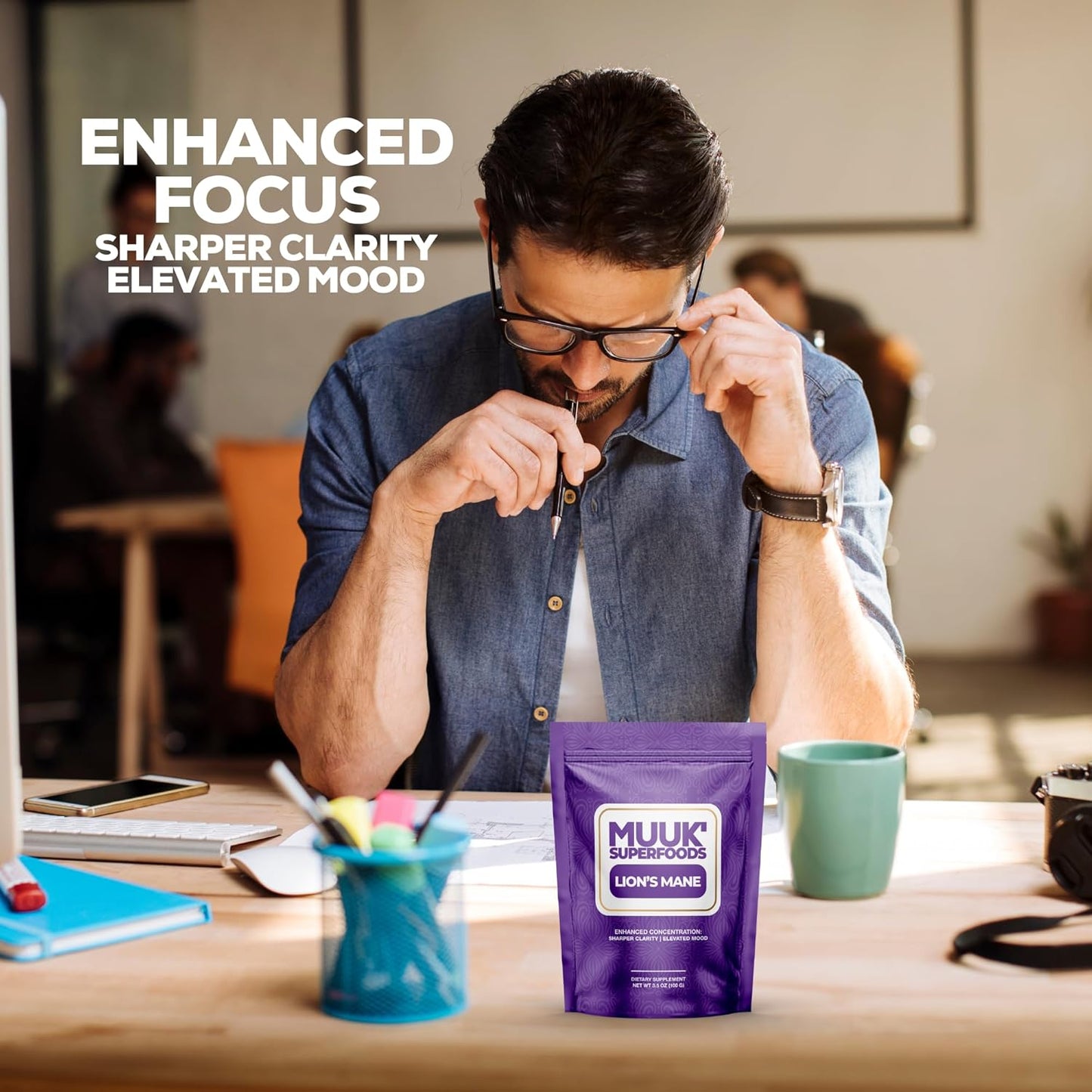 Organic Lion's Mane Mushroom Powder by MUUK' SUPERFOODS - Boost Your Health Naturally