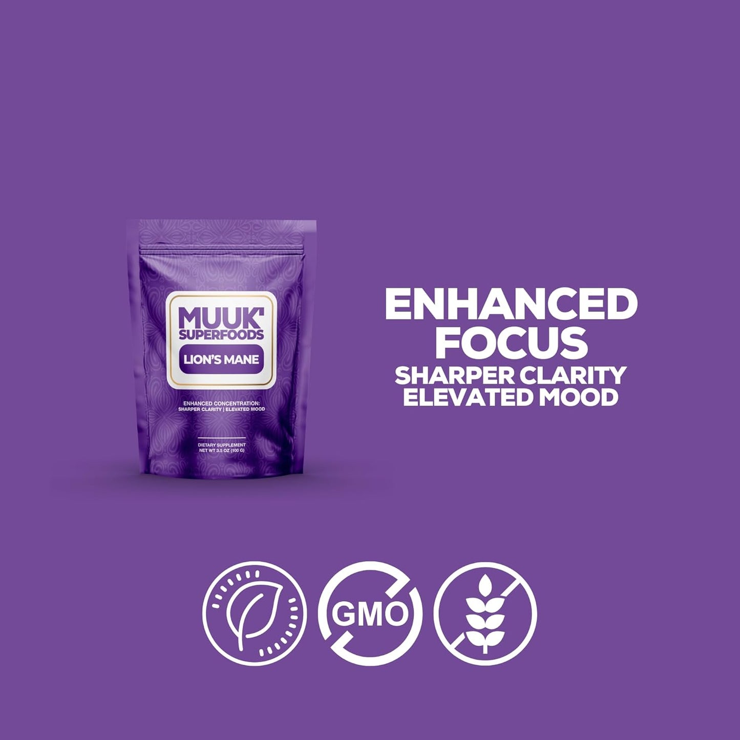 Organic Lion's Mane Mushroom Powder by MUUK' SUPERFOODS - Boost Your Health Naturally
